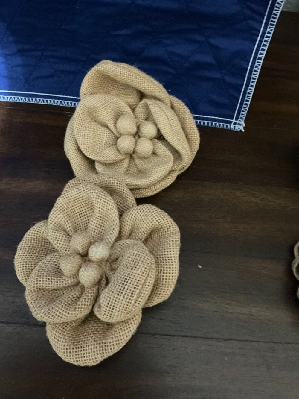 Rustic Burlap Flower Curtain Clip Backs - Picture 2 of 3